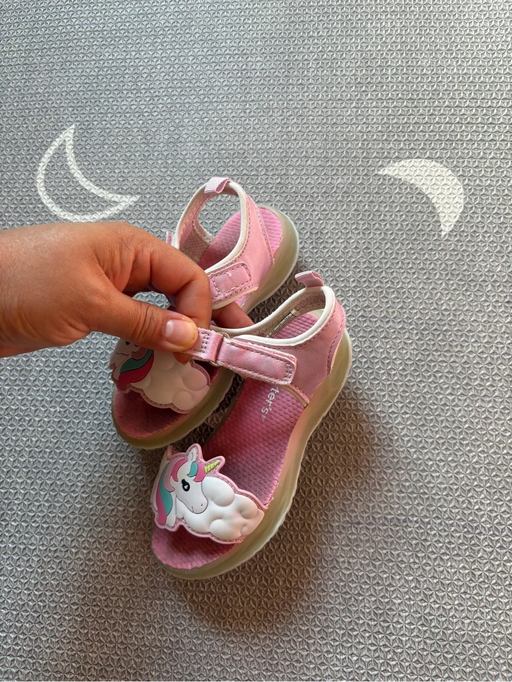 Carter's Pink Unicorn Sandals with Mint Accent